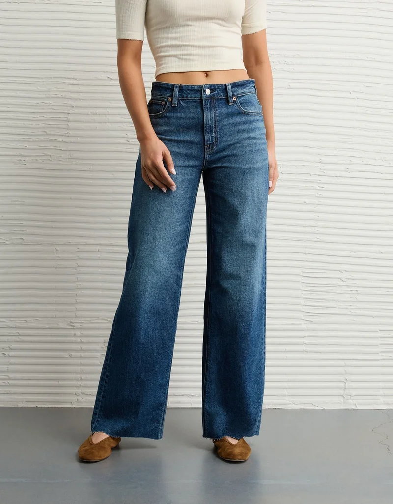 American Eagle  AE Dreamy Drape Stretch Super High-Waisted Baggy Wide-Leg Jean for Women | Best Price UAE